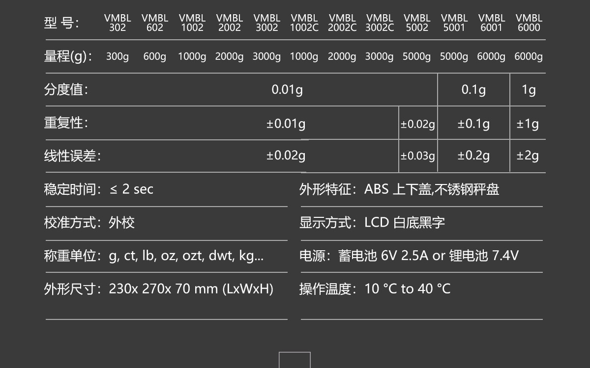 VMBL系列 便携式精密电子天平